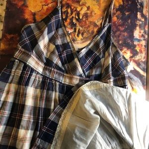 J Crew Blue, White Mattress Plaid Clare Dress